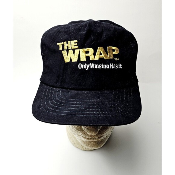 VTG Winston Hat Nascar Racing The Wrap Mens Snapback Plush Fabric Blk 90s EUC! - Picture 7 of 13